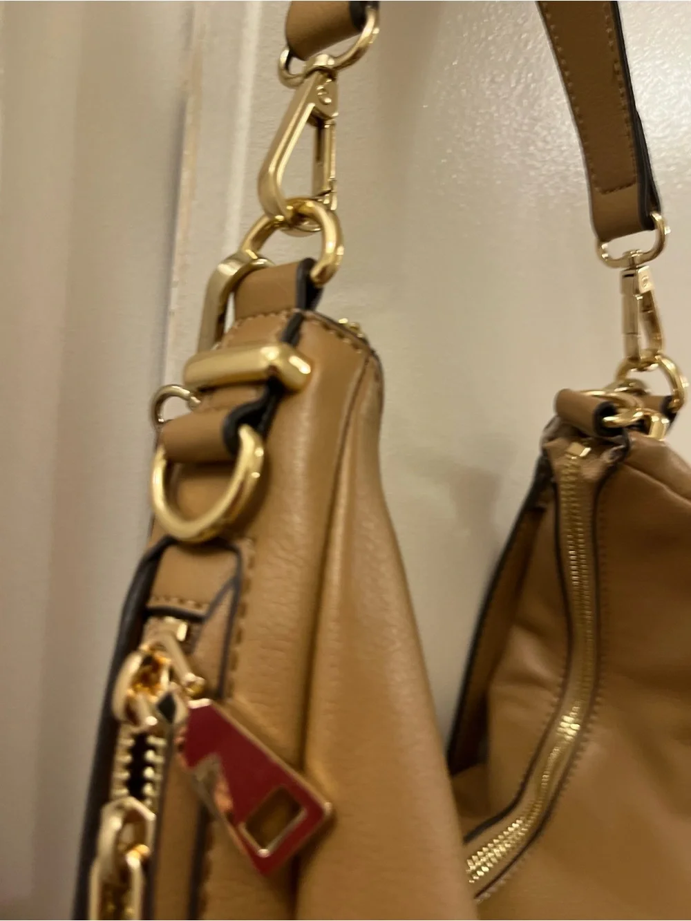 INC International Concepts Tan Convertible Hobo Bag with Gold Hardware-Like New
